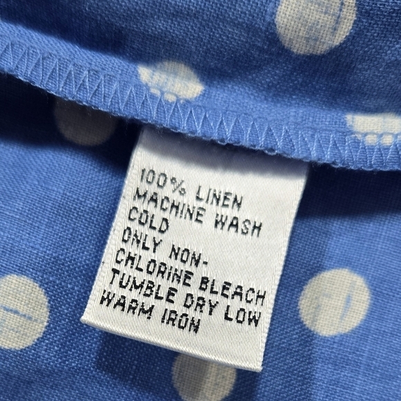 Talbots 100% Linen Blue White Polka Dot Button-Up Jacket Lightweight Pockets - Picture 8 of 9